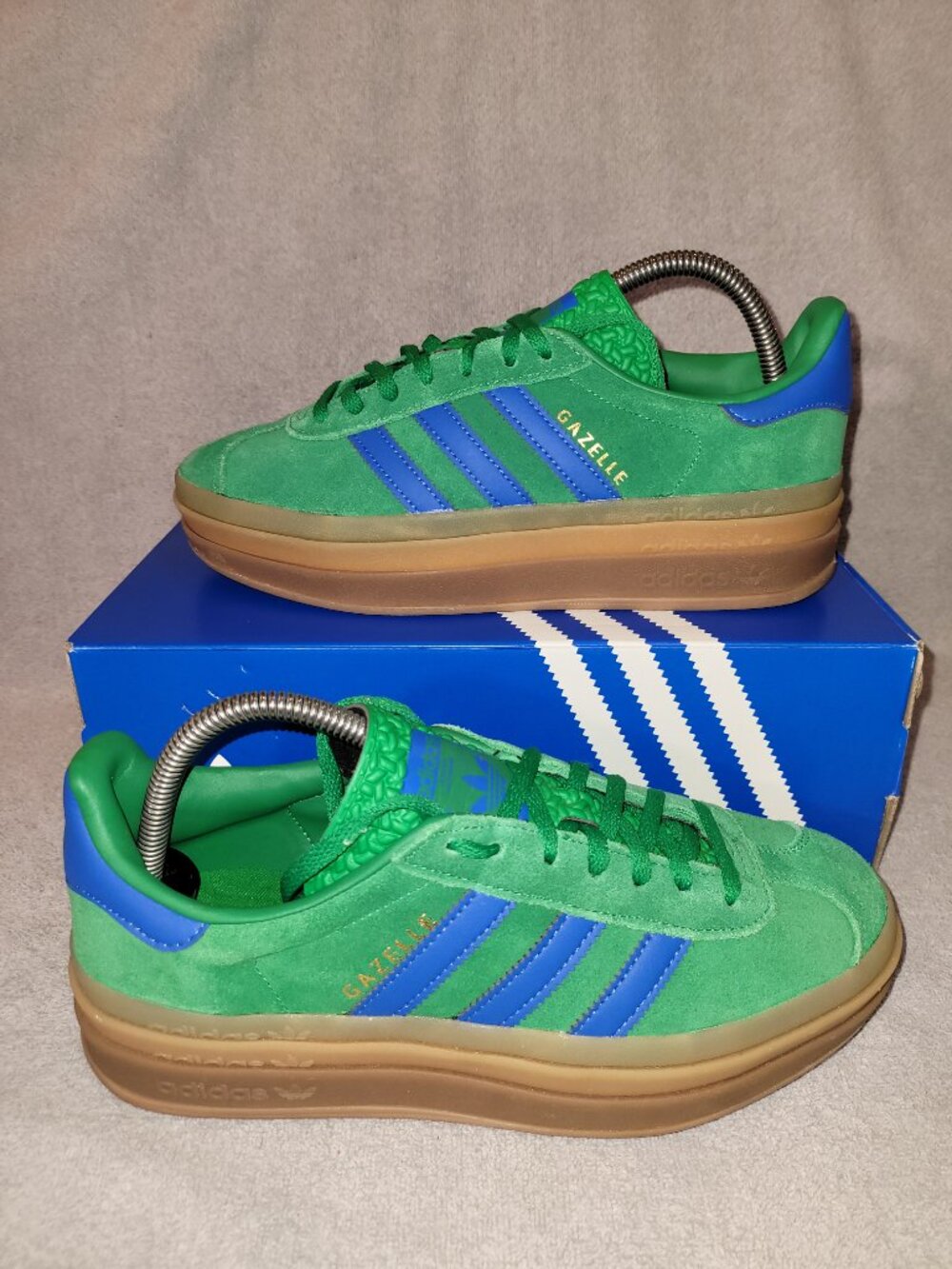 Adidas Gazelle Bold Women's Size 8.5 Green Blue Platform Sneakers IE1370 (#2241)